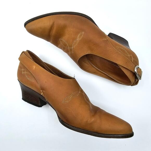 VTG 90’s GUESS BY GEORGES MARCIANO Pointed Toe Leather Brown Shoes WMNS SZ 7.5 - Picture 6 of 7
